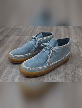 Laidback London Shenje Crochet Boots Blue Suede Chukka Shoes Womens Size 39